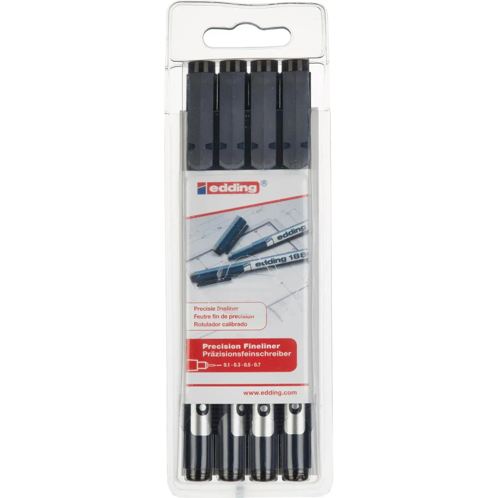 Набор линеров EDDING E-1880/4S (0.25,0.35,0.5,0.7) набор 4 шт. черный д/че