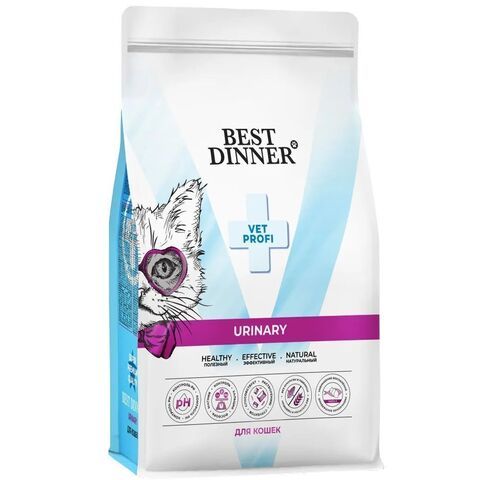 Best Dinner Vet Profi Urinary сухой корм для кошек при струвитном уролитиазе при МКБ 1,5 кг
