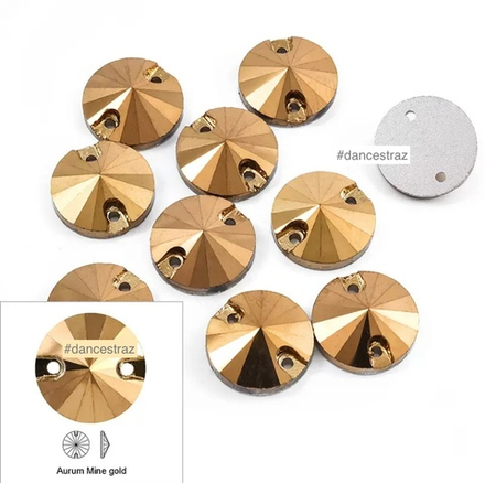 Стразы пришивные, Rivoli, Aurum Mine Gold (A3), 14mm, (36 ea/pkg), (F2)