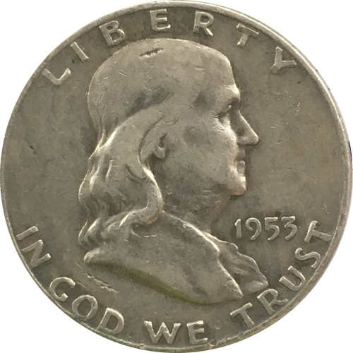 50 центов 1953 года. США. Двор "D". Франклин