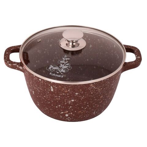 Кастрюля алюминий, антиприг, 3.5 л, с крыш, Kukmara, Elite stone, к31ес