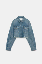 CROP ДЖИНСОВЫЙ ТОНКИЙ ПИДЖАК TRF - ZARA