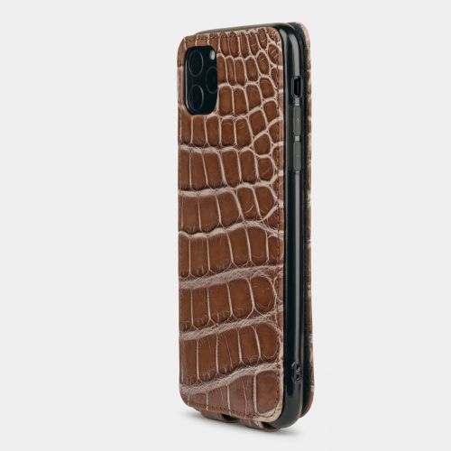Special order: Чехол для iPhone 11 Pro Max из натуральной кожи крокодила, цвета коричневый лак