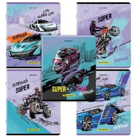 Тетрадь 48л, А5, клетка, Brauberg Race, глянцевый лак