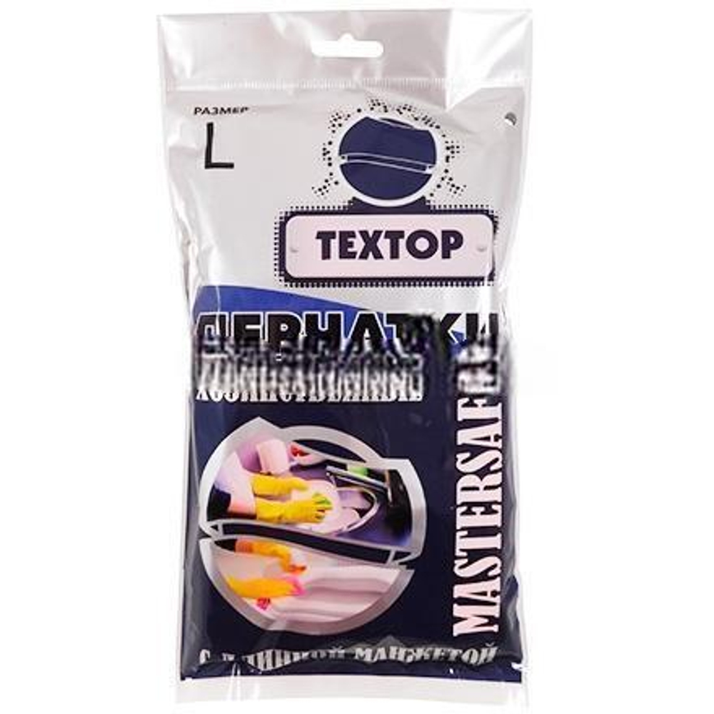Перчатки резиновые С ДЛИННОЙ МАНЖЕТОЙ "Textop" L (1 пара) (1/72 шт.) Т125