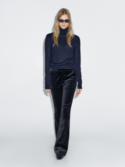 Massimo Dutti Расклешенные бархатные брюки, чернильно-синий