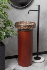 Boheme Раковина накладная Corian 400*130 Emprador + Пьедестал для раковины Corian 300*720 Red Wood