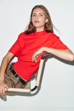 ZARA ТРИКОТАЖНЫЙ ТОП, КРАСНЫЙ