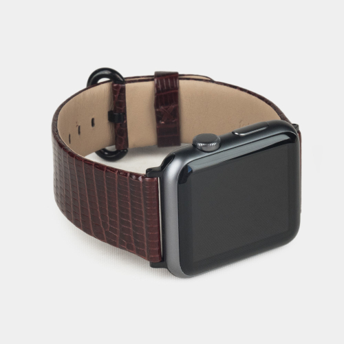 Ремешок для Apple Watch 40/41/42 mm из кожи ящерицы, бордового цвета