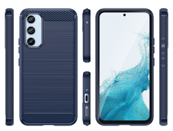 Мягкий чехол синего цвета в стиле карбон для Samsung Galaxy A54 5G, серии Carbon от Caseport