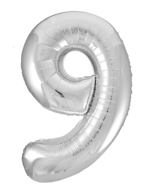 Фольгированный шар Цифра 9 Slim серебро 102 см