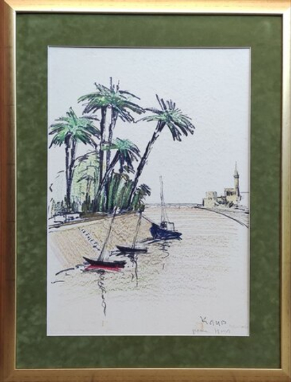 Картина Цветковой В.П. "Каир. Река Нил." бумага/карандаш 25х45