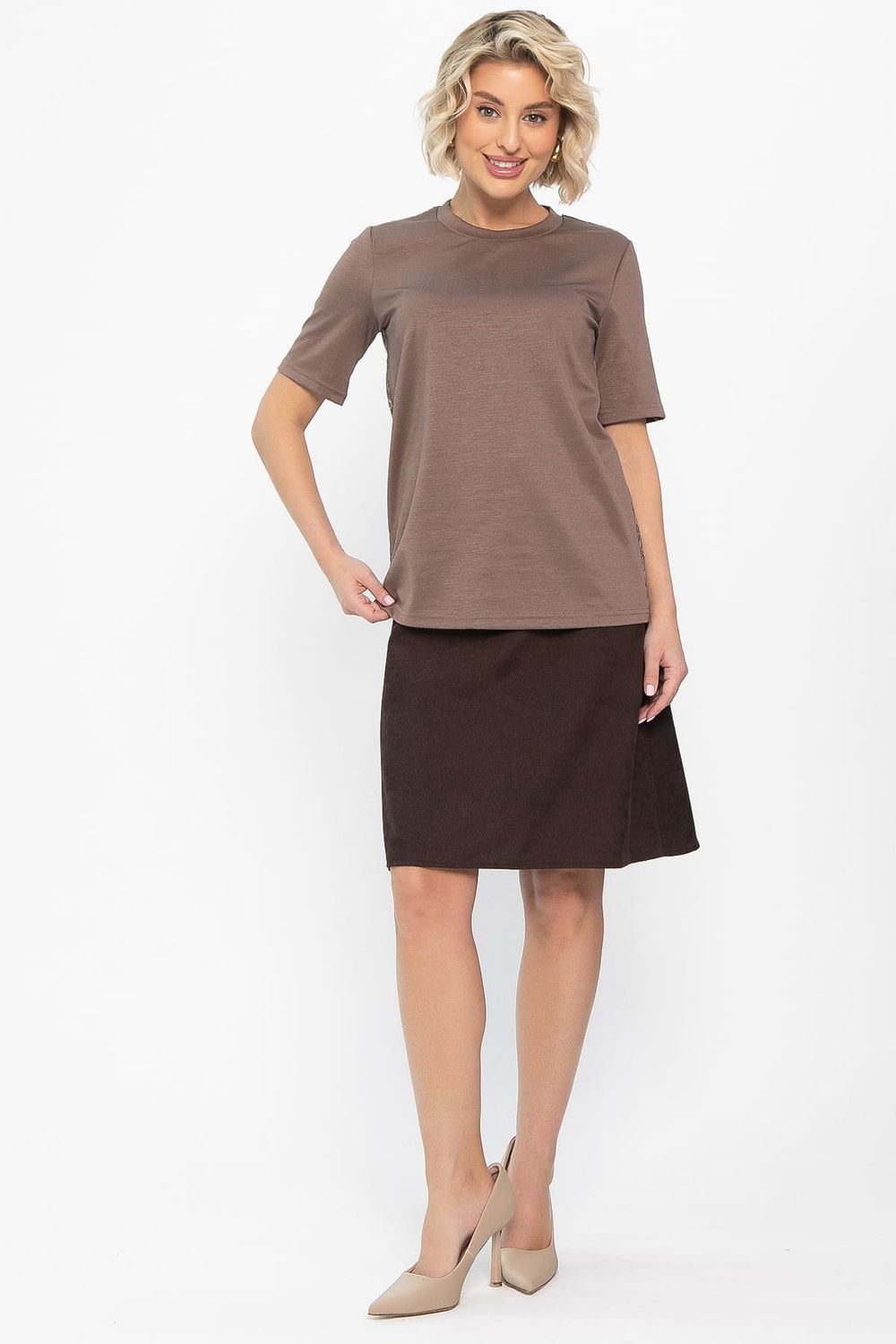 Футболка кружевная Нэсти (коричневая) Б14656-10М LT Collection