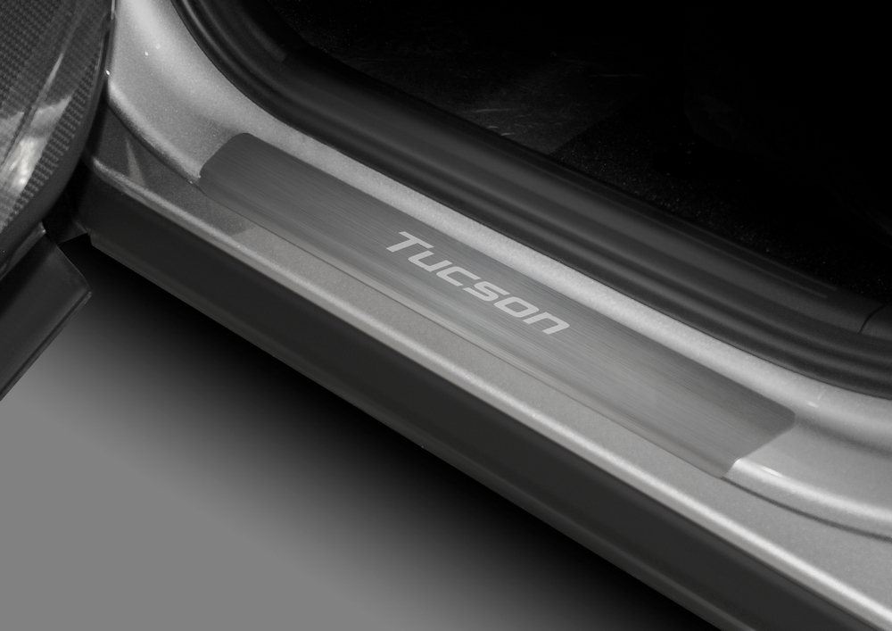 Накладки на пороги Rival для Hyundai Tucson IV 2021-н.в., нерж. сталь, с надписью, 4 шт., NP.2316.3