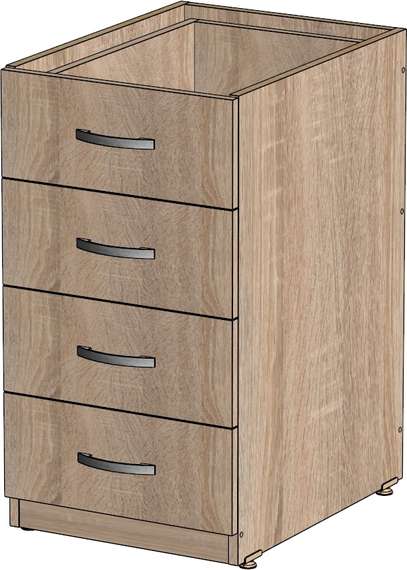 Корпус тумбы приставной 4 ящика Стандарт Про дуб сонома