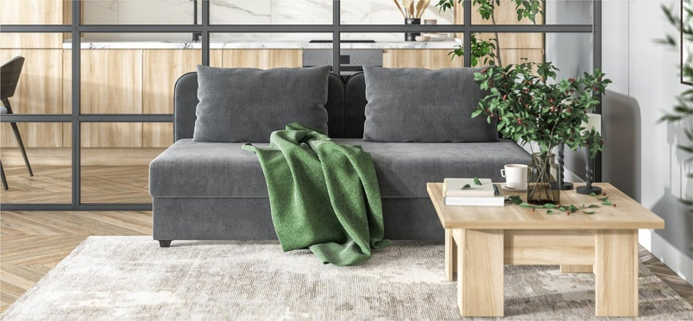 Тахта Ирис Велюр Монолит серый