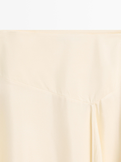 Massimo Dutti Юбка асимметричного кроя с кружевом, ванильный