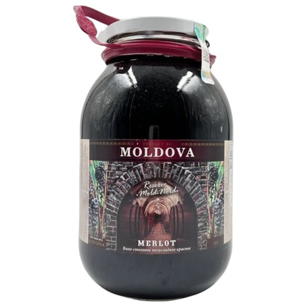 Вино Молдова Merlot красное полусладкое (банка) 2 л