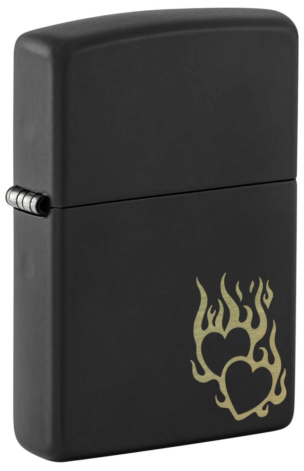 Зажигалка Zippo Fire Heart с покрытием Black Matte, латунь/сталь, черная, матовая, 38x13x57 мм