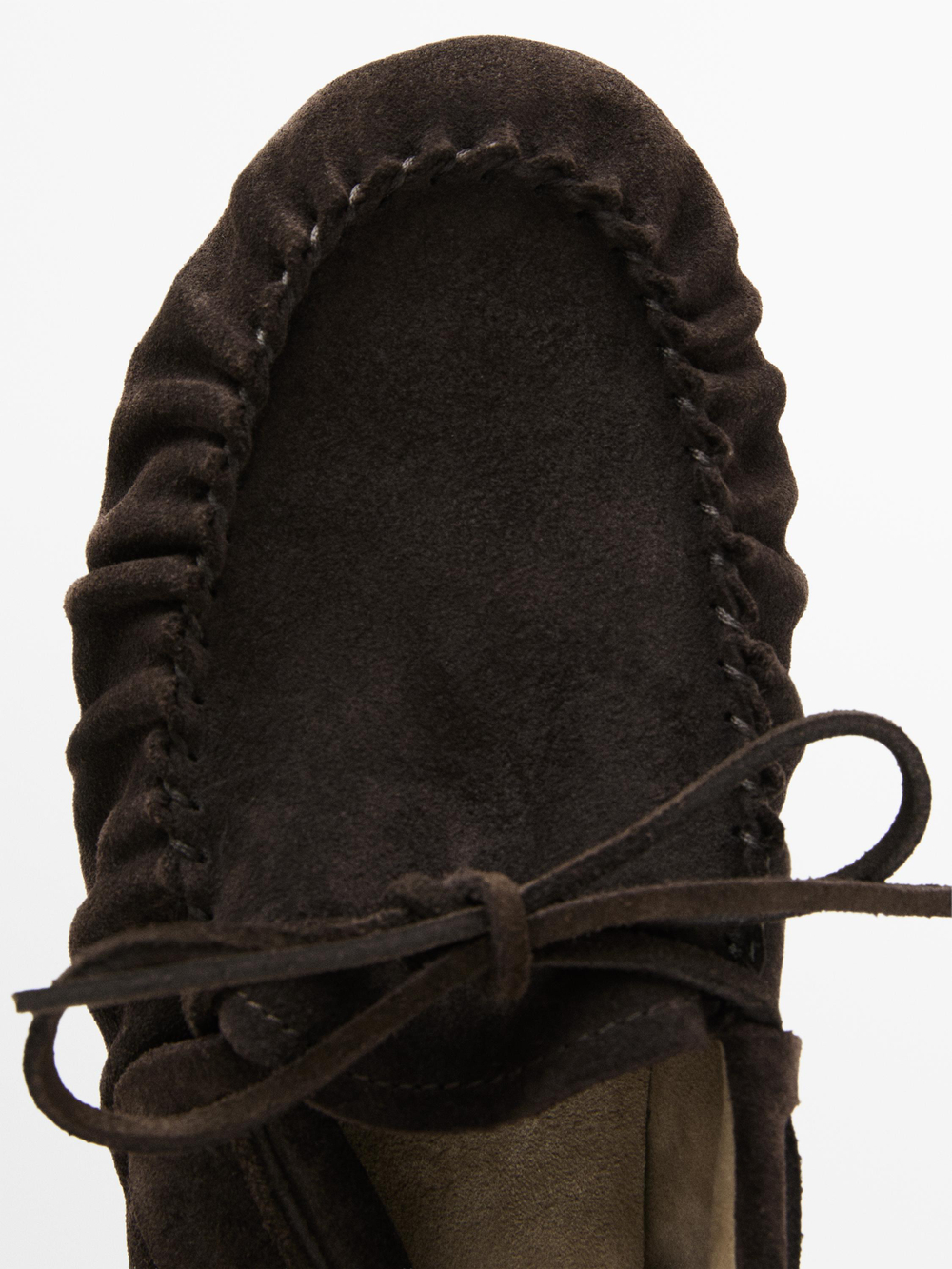 Massimo Dutti Лоферы из натуральной кожи с бантом на воротнике, коричневый