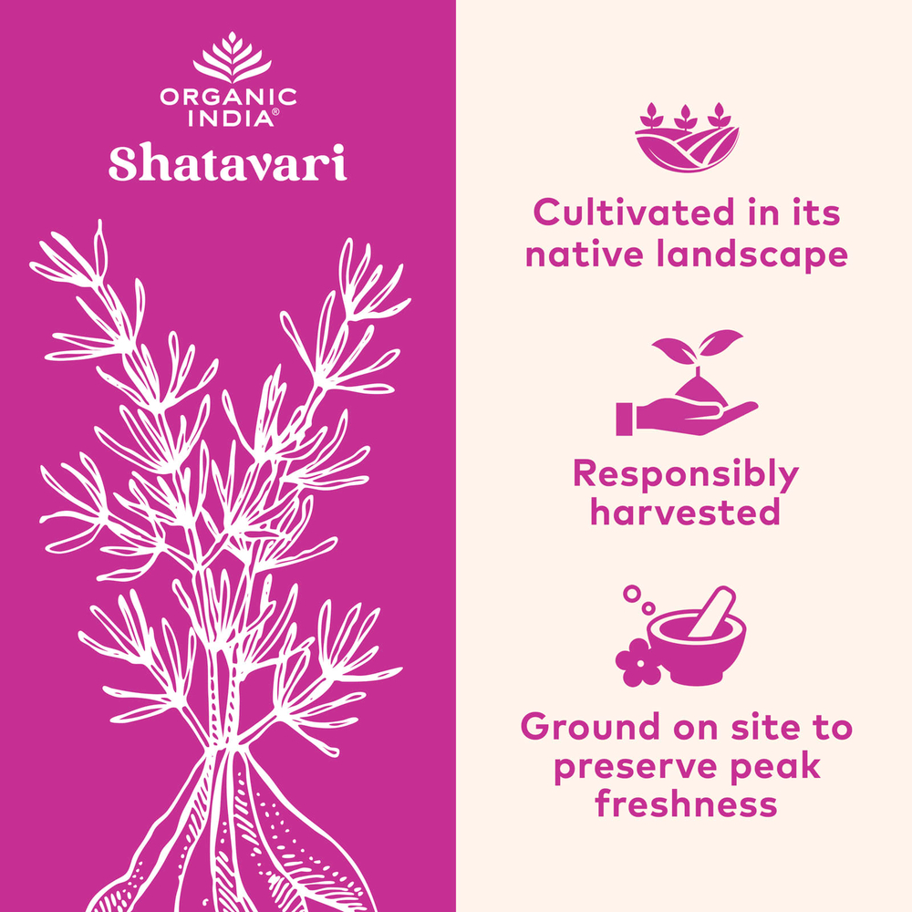 Organic India, Шатавари, 180 вегетарианских капсул (400 мг на капсулу)