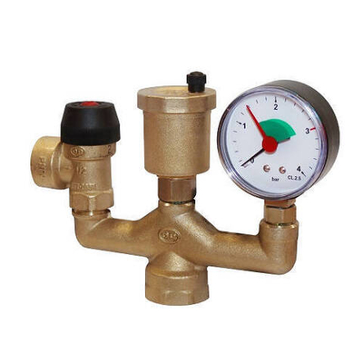 Группа безопасности котла STOUT 503.525 - 1" (до 50 кВт, PN10, Tmax 250°C, Рн3, без теплоизоляции)