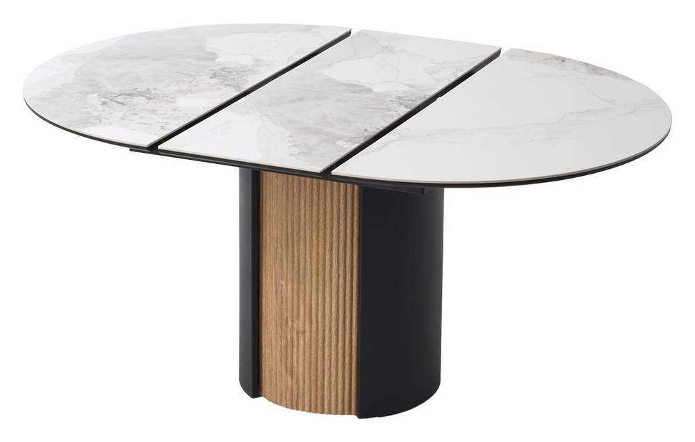 Стол БАТИСТ 115 без подсветки PANDORA LIGHT, керамика / ДУБ АМЕРИКАНСКИЙ, ЧЕРНЫЙ каркас М-City