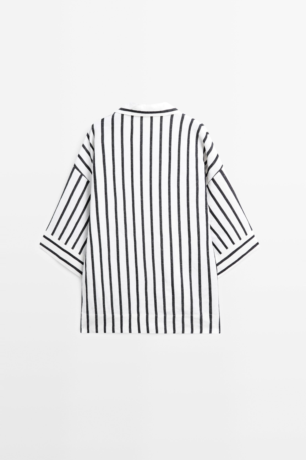 Massimo Dutti Рубашка оверсайз в полоску из льна, белый