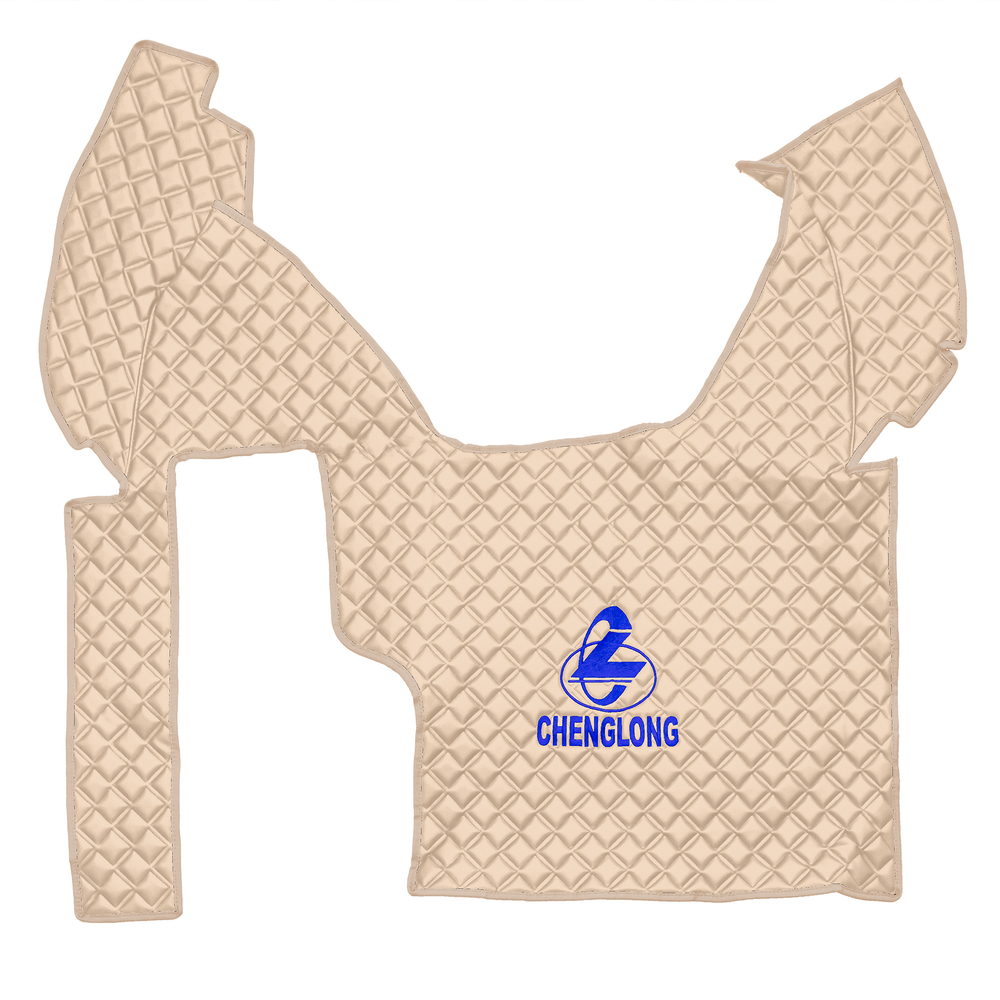 Ковры CHENGLONG (экокожа, бежевый, бежевый кант, синяя вышивка)