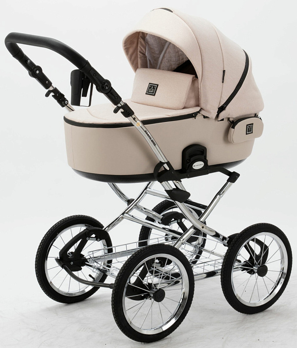Детская коляска Adamex Porto Retro 2 в 1 PO-PS33 (СВ.БЕЖ+СВ.БЕЖА КОЖА)