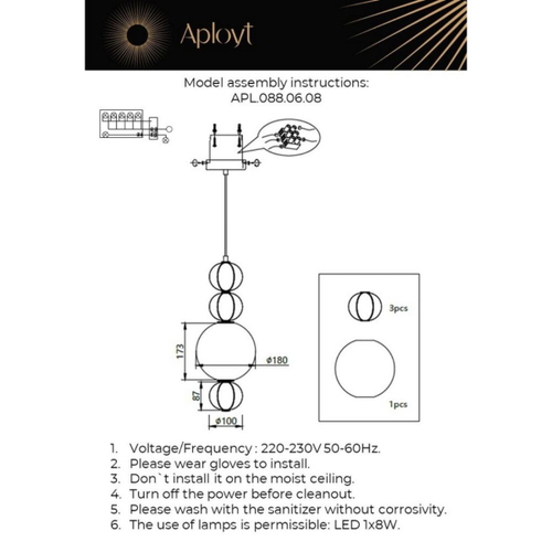 Подвесной светодиодный светильник Aployt Natali APL.088.06.08