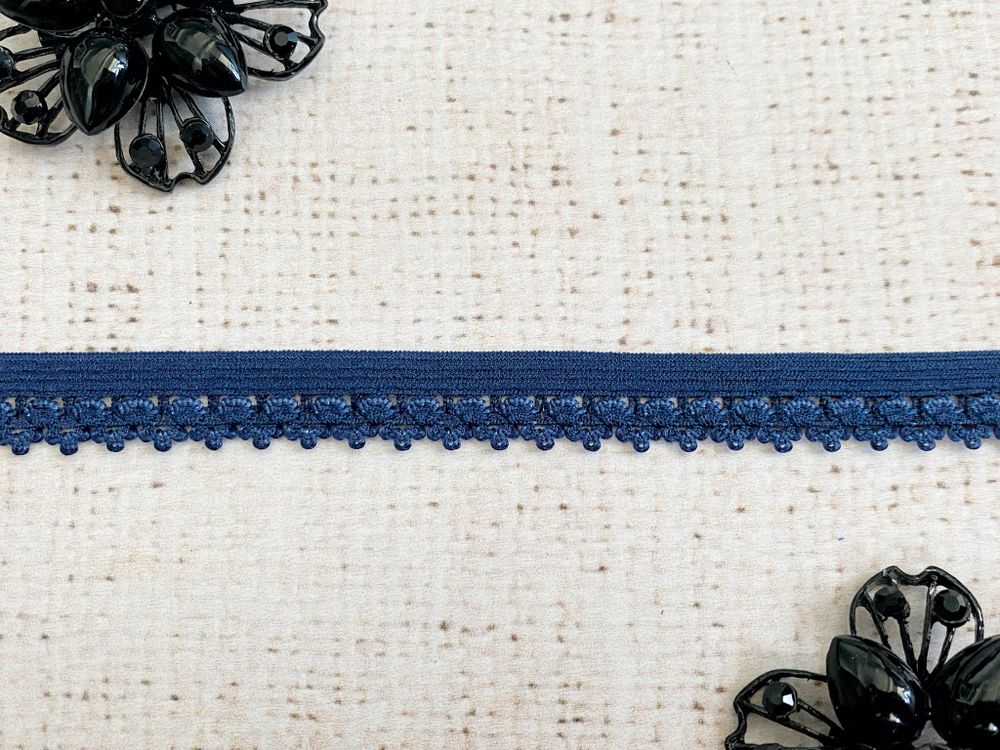 Резинка бельевая ажурная, ш. 1,2 см, тёмно-синий