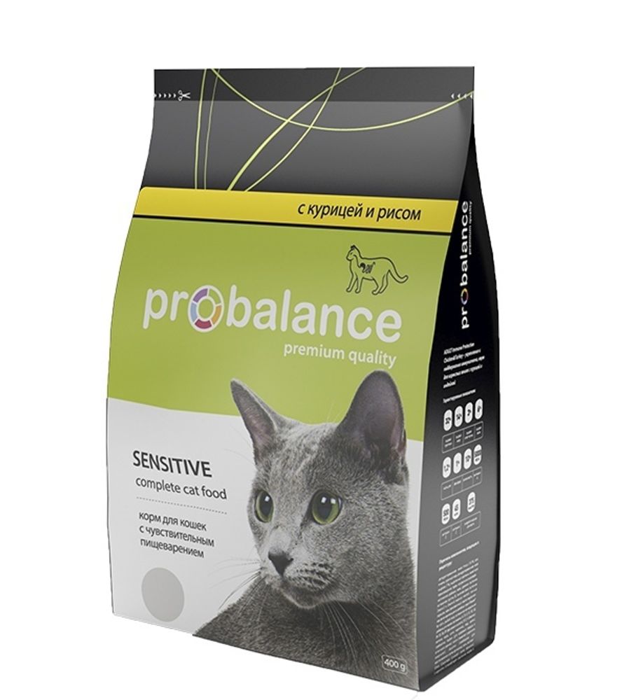 Сухой корм Pro Balance Sensitive для кошек с чувствительным пищеварением, 400 г