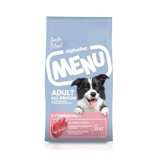 AlphaPet Menu Корм для собак Всех пород с говядиной