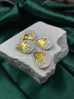 Пуговицы Скиапар. глянцевая золотистая "Ладонь" кремово-бежевая эмаль