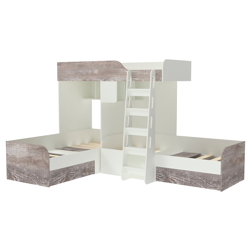 Кровать-чердак КарИВи Трио Белый  Бетон