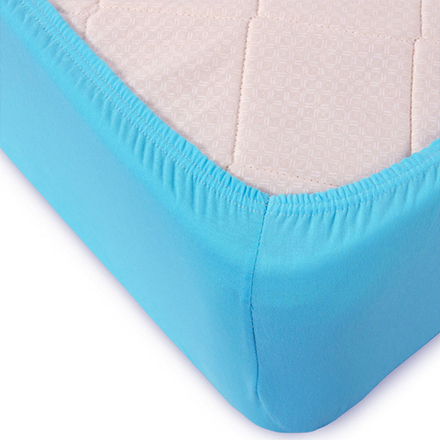 Простыня трикотажная на резинке "ВЛ. БИРЮЗА", борт 20 см, 100% хлопок, Россия.