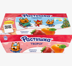 Творожок Растишка клубника абрикос 3,5% для детей 6 шт × 45 г