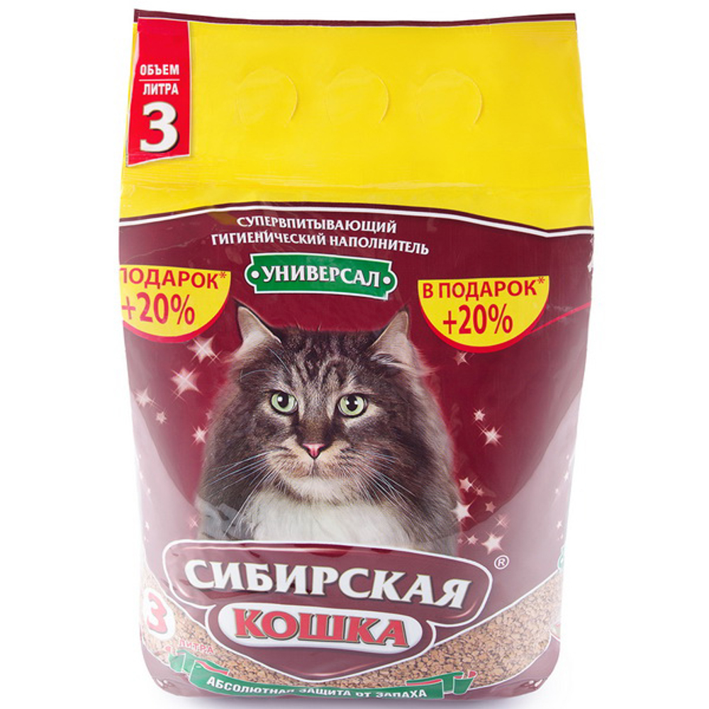 СИБИРСКАЯ КОШКА Наполнитель впитывающий Универсал 3 л