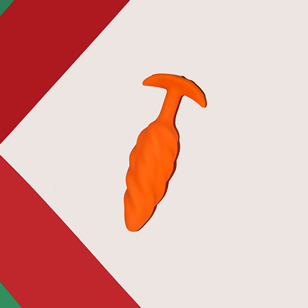 Спиральный текстурированный анальный плаг с вибрацией 13,5см b-Vibe Swirl BV-021-ORG