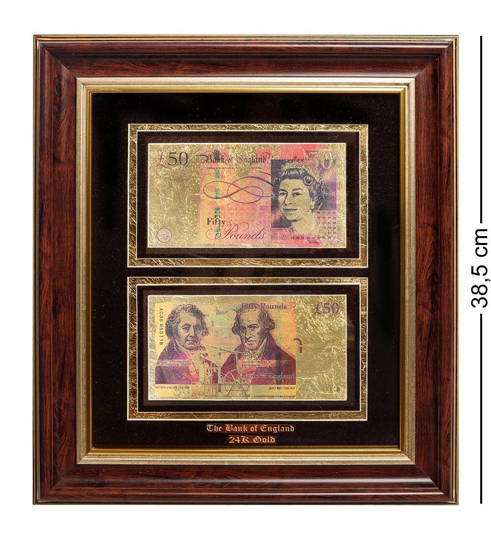 Gold Leaf HB-011 Панно «Банкноты 50 GBP (фунт стерлингов) Англия - 2/size»