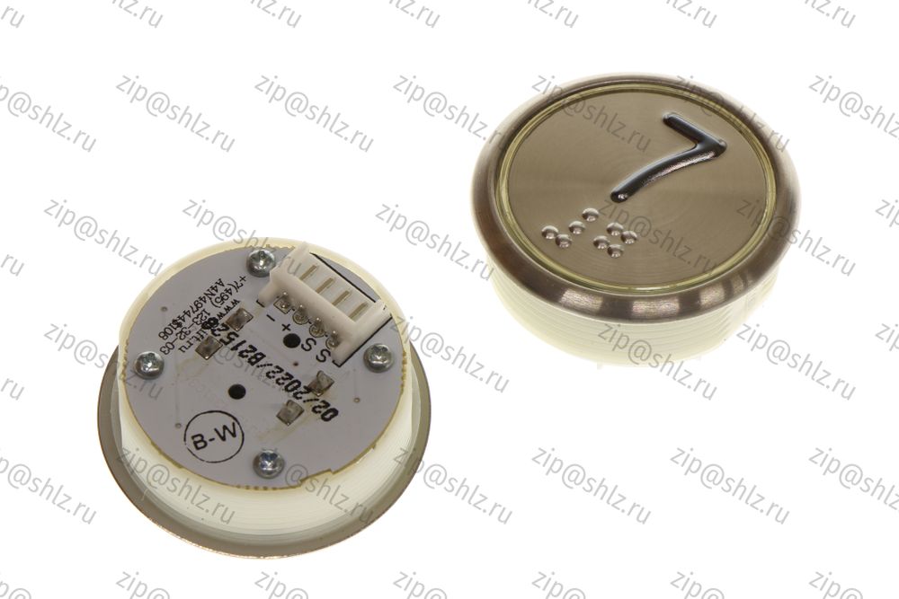 Кнопка (кнопочный модуль) BBP-R331-CMPLT-S-W-07-C &quot;7 этаж&quot;, круглая, статическая белая подсветка, Брайль.