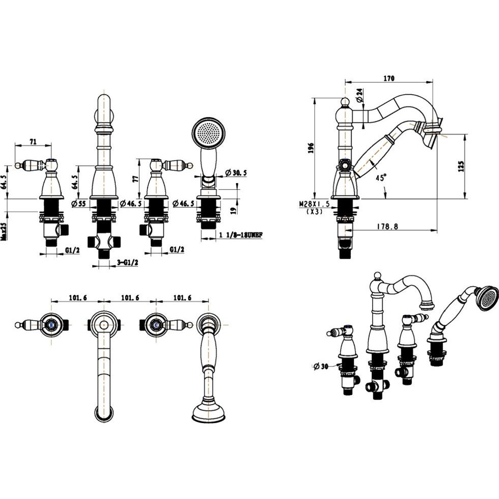 Смеситель на борт ванны Boheme Camelia 391