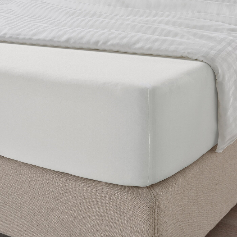 IKEA NATTJASMIN  (ИКЕА НАТТЙАСМИН)  -  Простыня на резинке, белая, 90x200 см