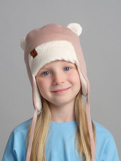 Шапка зимняя вязаная (Пыльная роза) ТЕДДИ