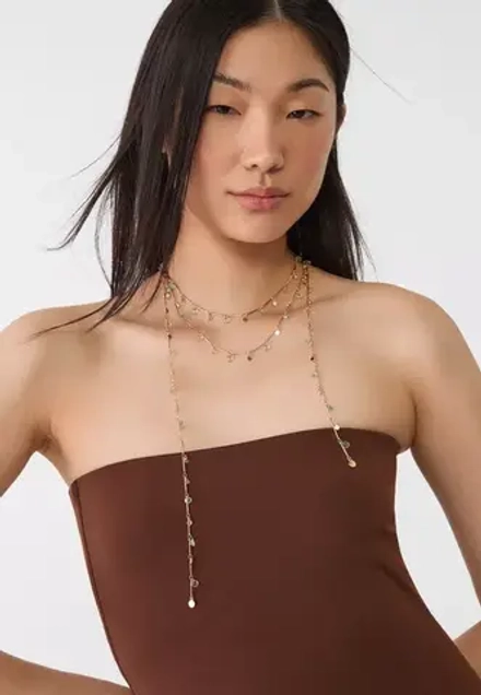 STRADIVARIUS Набор из 2 ожерелий с бусинами и ракушками, золотой