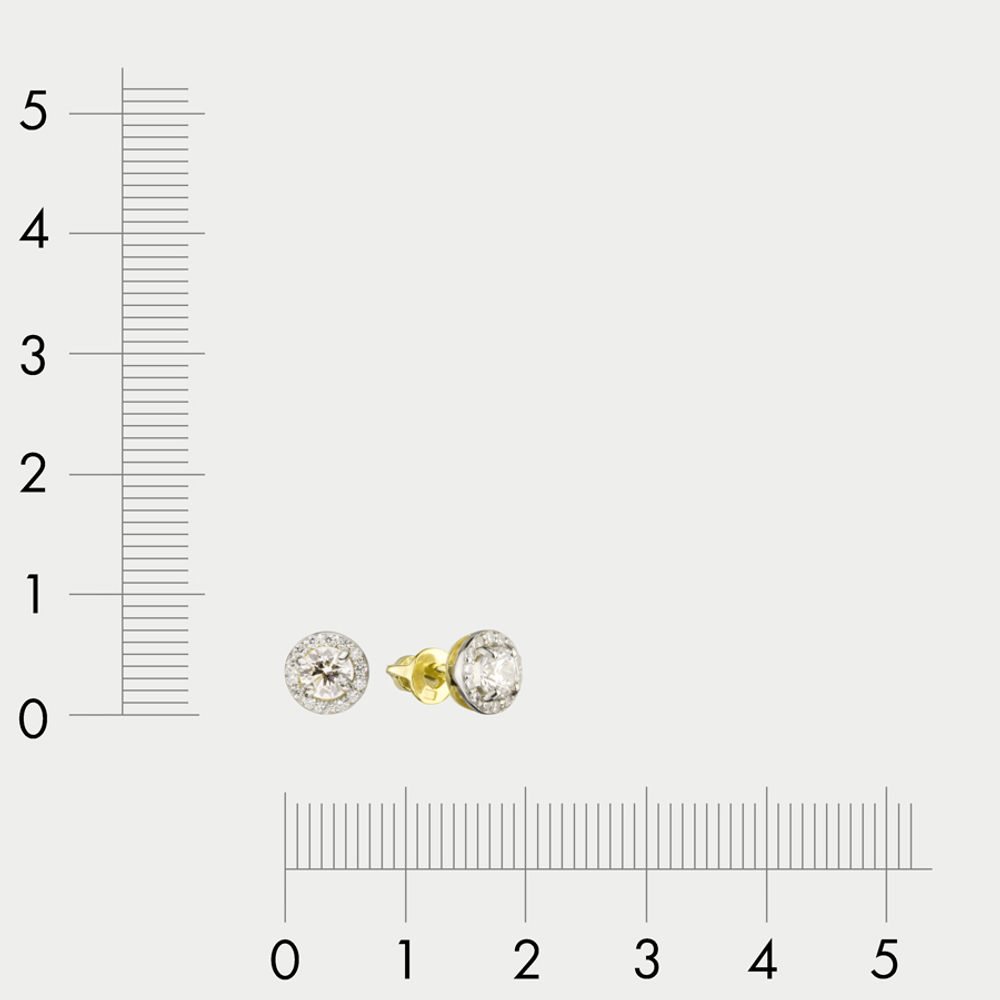 Серьги-пусеты женские с фианитами из желтого золота 585 пробы (арт. 93127)