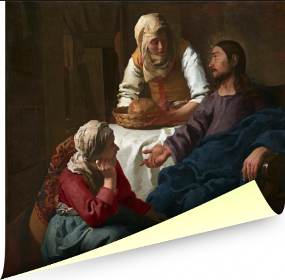 Христос в доме Марфы и Марии, Вермеер, Ян, картина для интерьера (репродукция) Настене.рф