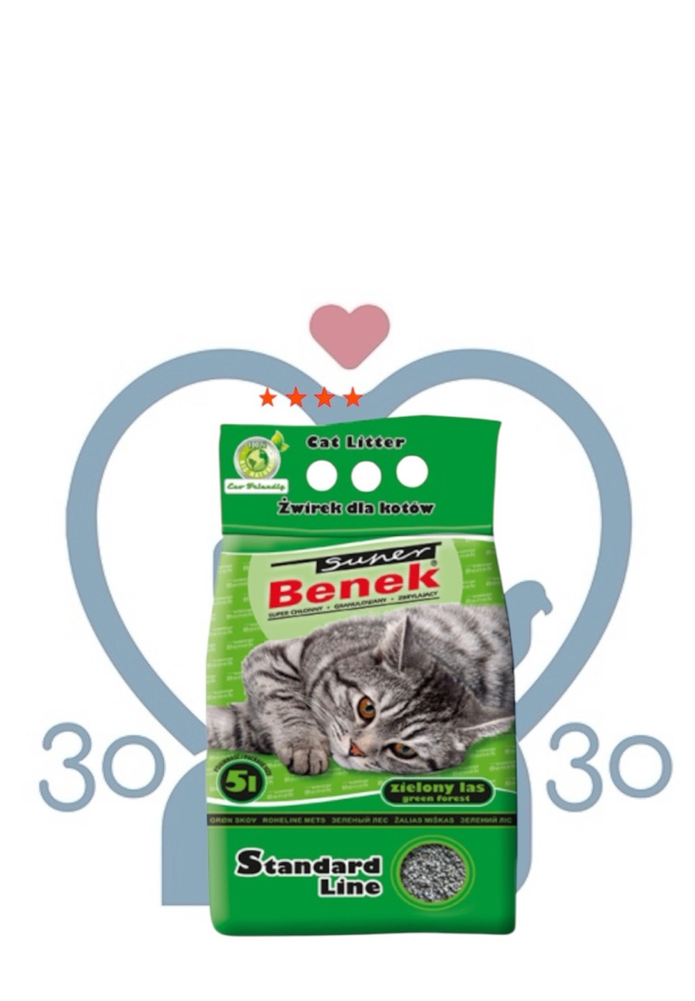 Гигиенический гравий для животных "Super Benek" Зеленый лес, 5л