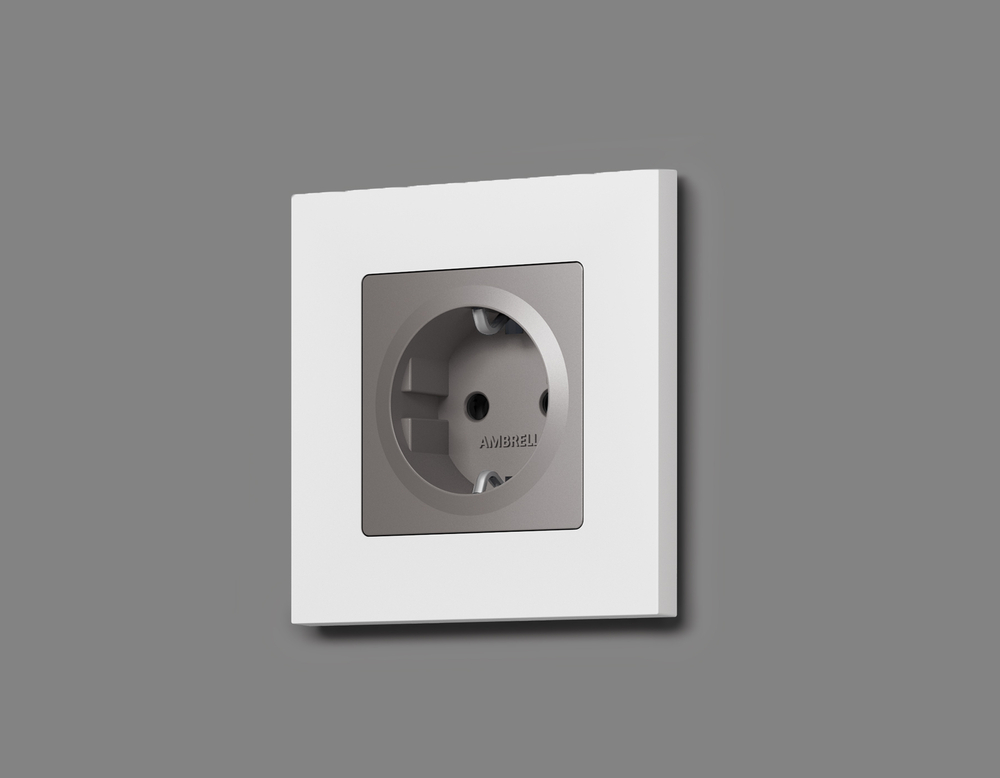 AP5060 Лицевая панель ALFA (Сталь матовый) для электрической розетки с/з QUANT